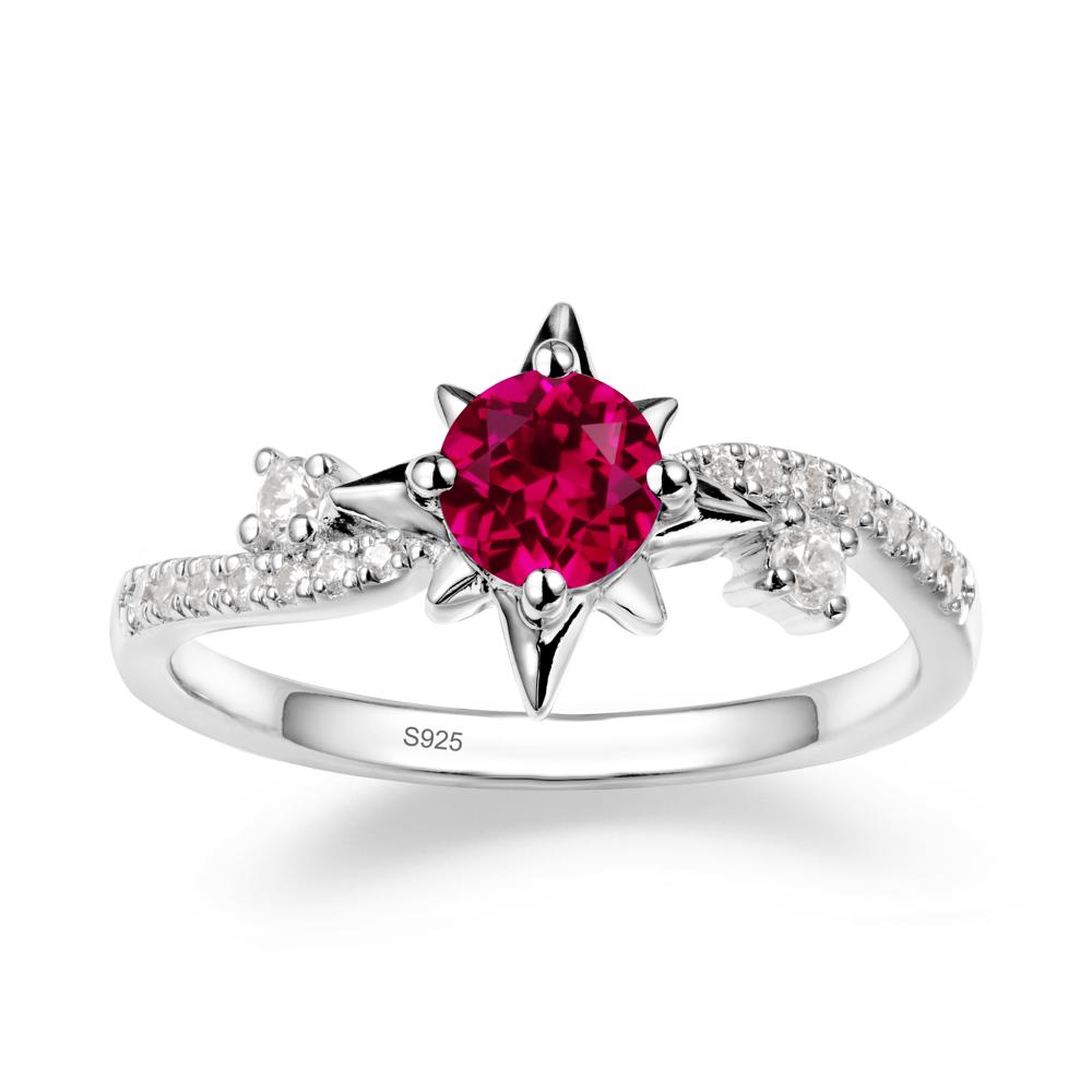8-Pointed Star Round Ruby Ring - LUO Jewelry #metal_sterling silver