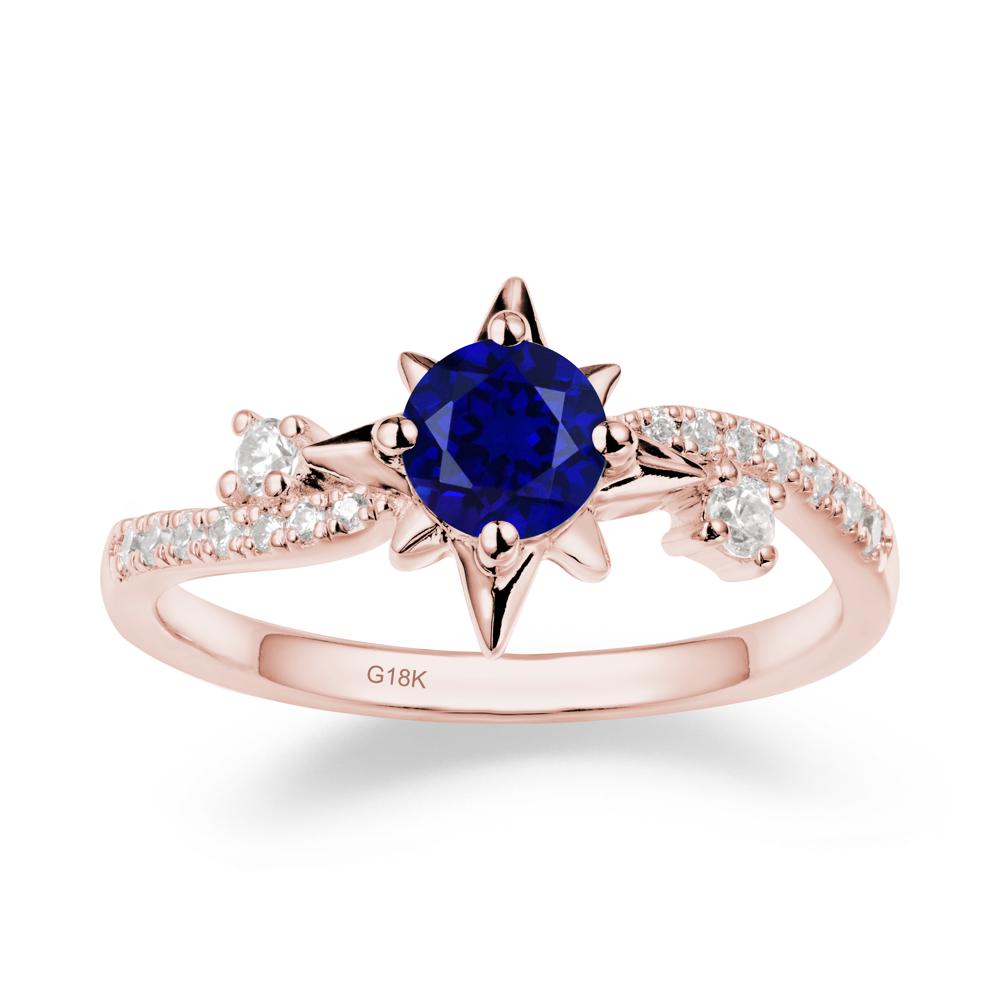 8-Pointed Star Round Sapphire Sterling Silver Ring - LUO Jewelry #metal_18k rose gold