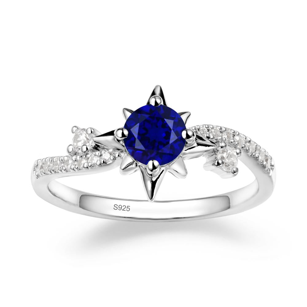 8-Pointed Star Round Sapphire Sterling Silver Ring - LUO Jewelry #metal_sterling silver