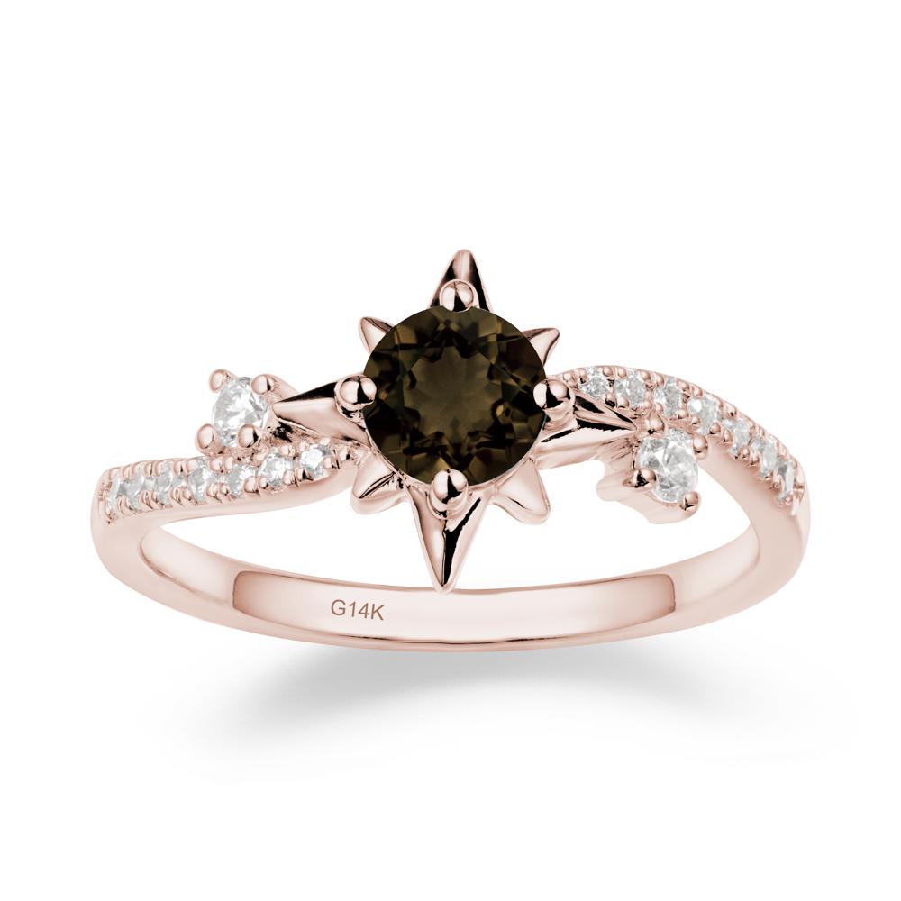 8-Pointed Star Round Smoky Quartz Ring - LUO Jewelry #metal_14k rose gold
