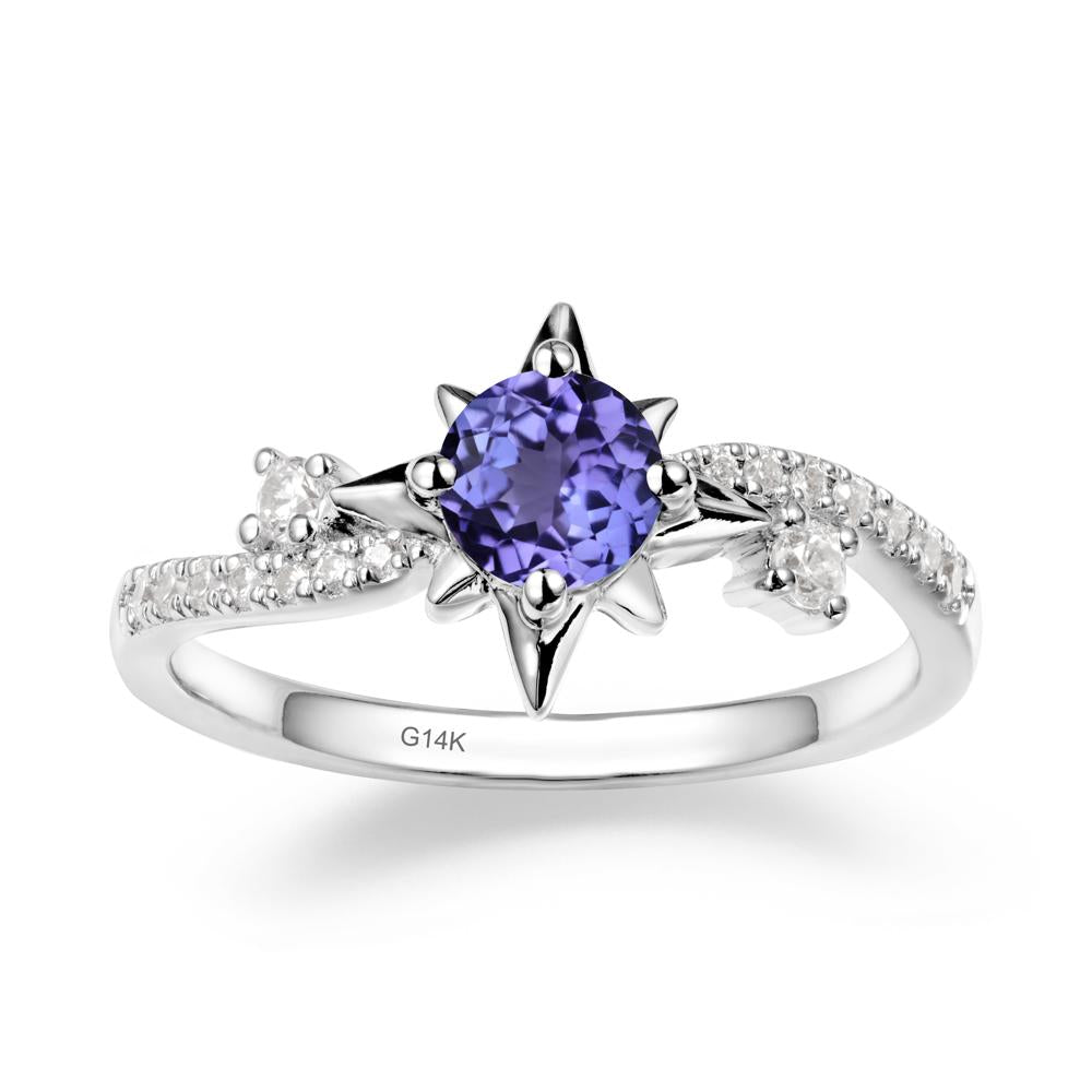 8-Pointed Star Round Tanzanite Ring - LUO Jewelry #metal_14k white gold