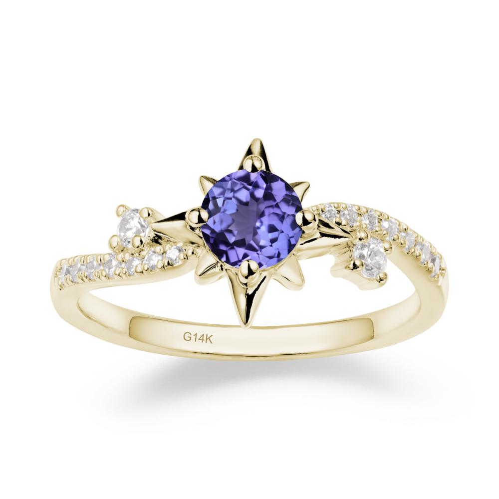 8-Pointed Star Round Tanzanite Ring - LUO Jewelry #metal_14k yellow gold