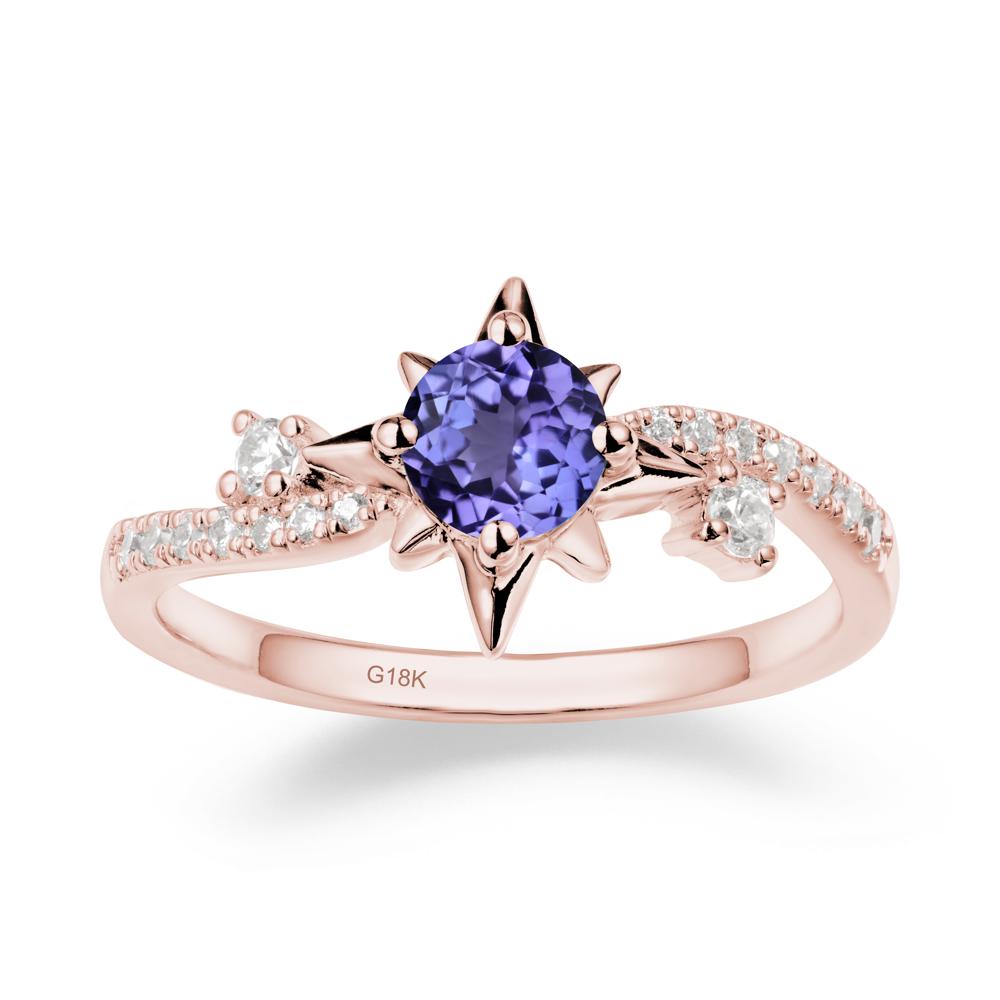 8-Pointed Star Round Tanzanite Ring - LUO Jewelry #metal_18k rose gold
