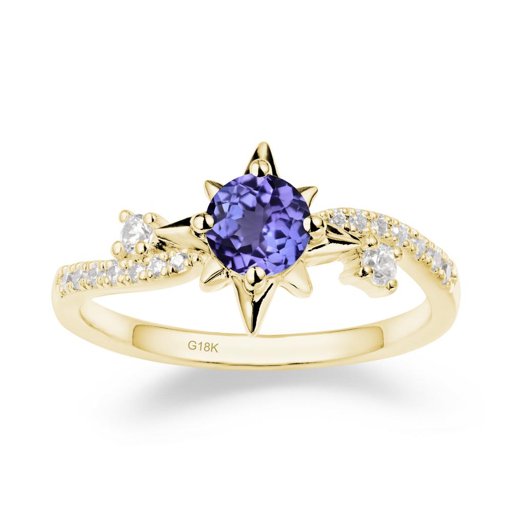 8-Pointed Star Round Tanzanite Ring - LUO Jewelry #metal_18k yellow gold