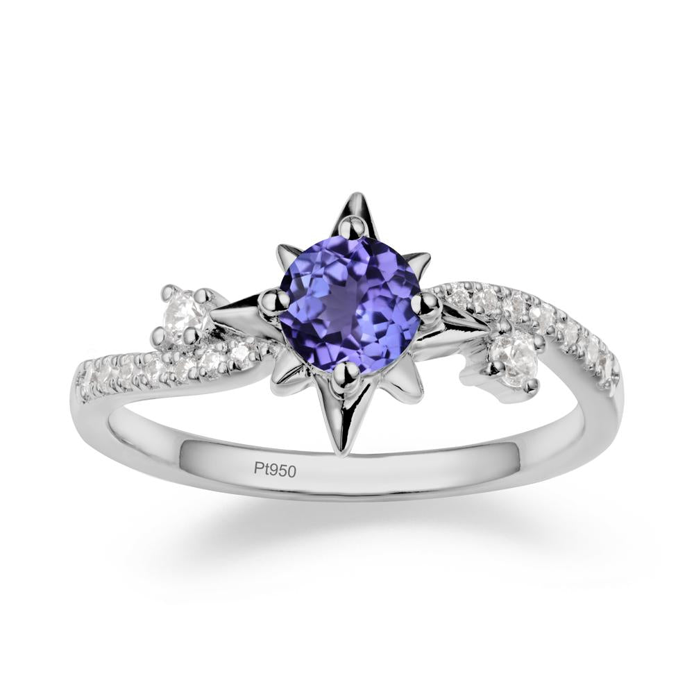 8-Pointed Star Round Tanzanite Ring - LUO Jewelry #metal_platinum