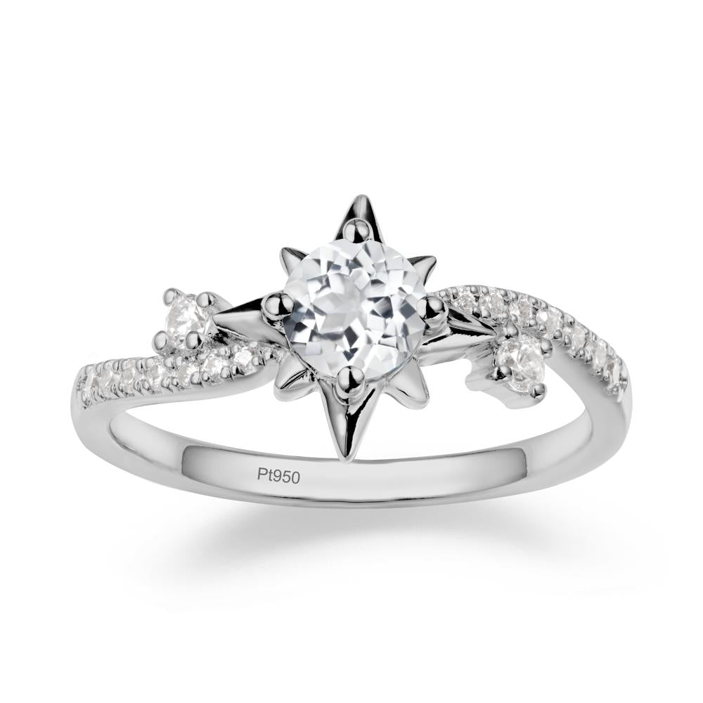 8-Pointed Star Round White Topaz Sterling Silver Ring - LUO Jewelry #metal_platinum