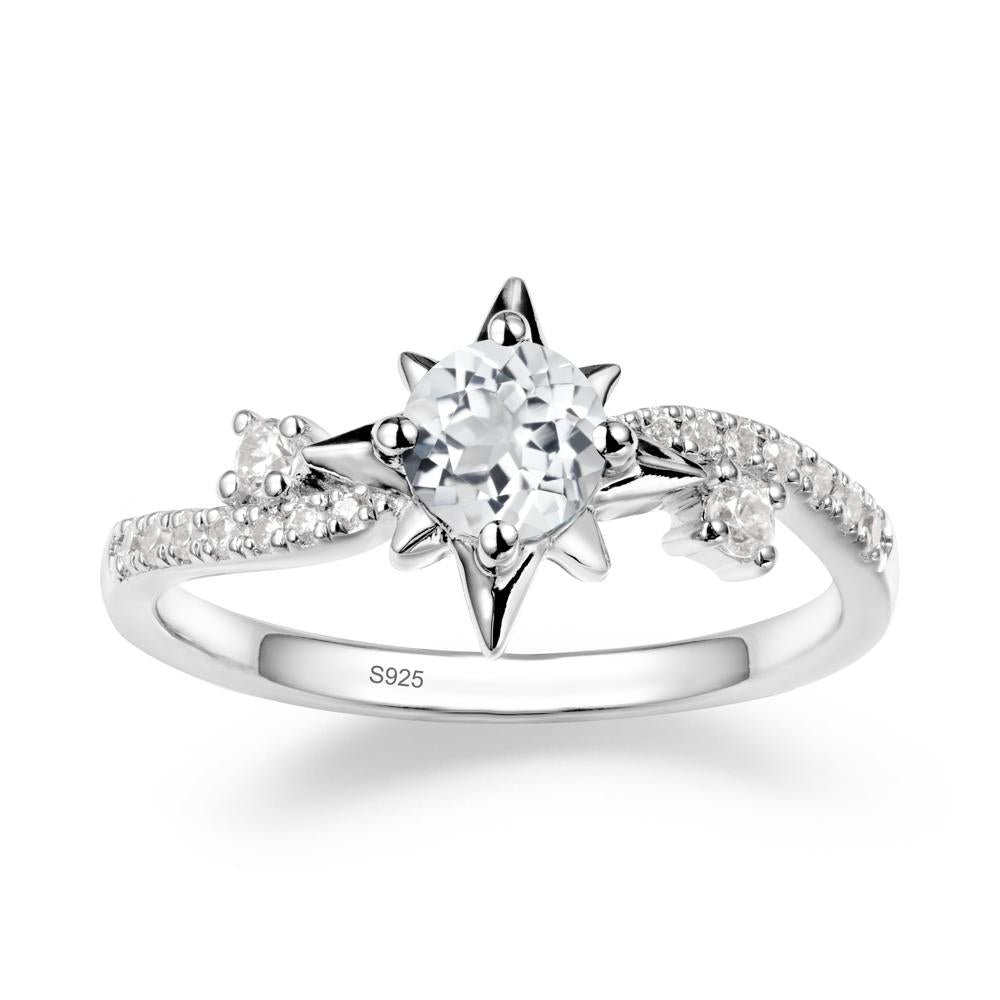 8-Pointed Star Round White Topaz Sterling Silver Ring - LUO Jewelry #metal_sterling silver