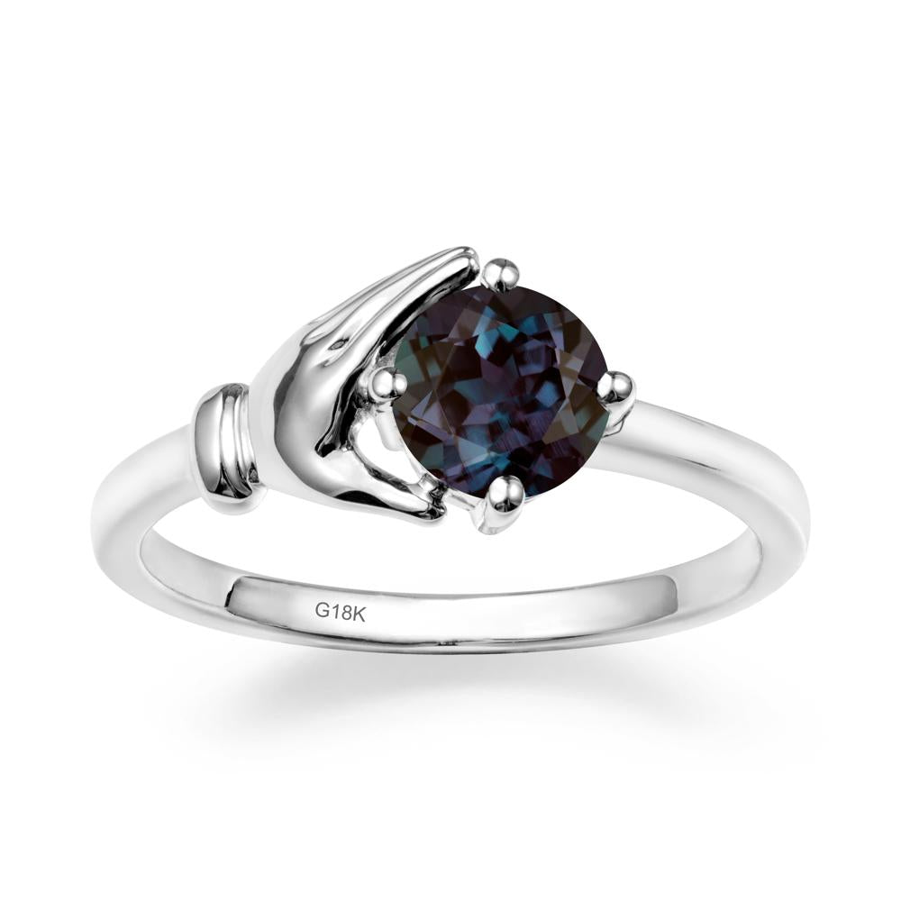 Alexandrite Hand Shaped Ring - LUO Jewelry #metal_18k white gold