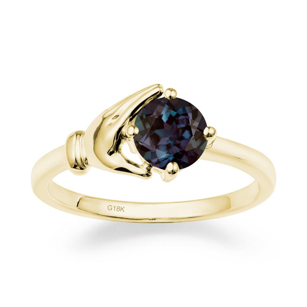 Alexandrite Hand Shaped Ring - LUO Jewelry #metal_18k yellow gold