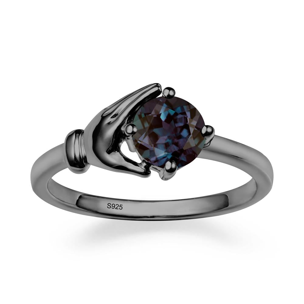 Alexandrite Hand Shaped Ring - LUO Jewelry #metal_black finish sterling silver