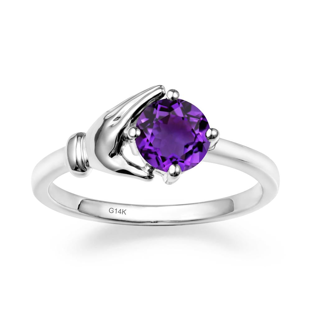 Amethyst Cupping Hand Ring In 14K Gold - LUO Jewelry #metal_14k white gold