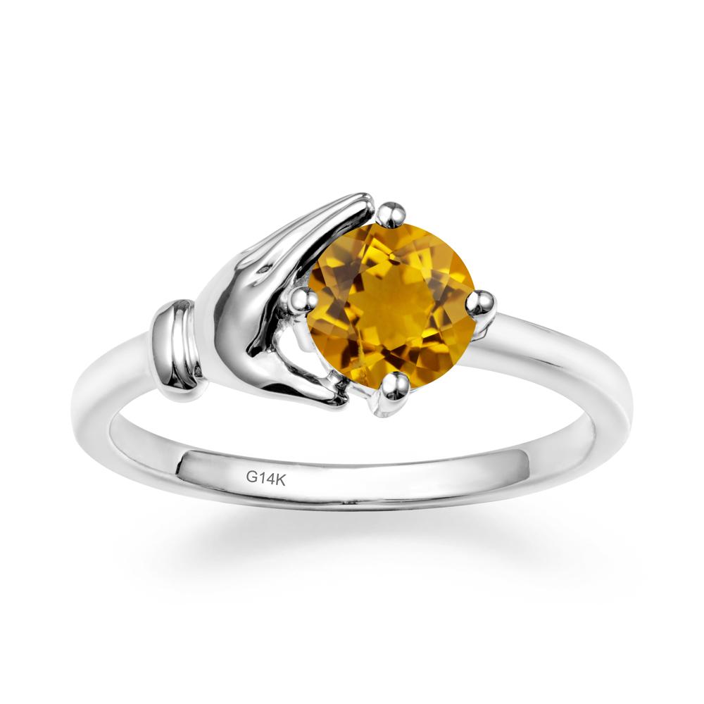 Citrine Cupping Hand Ring In 14K Gold - LUO Jewelry #metal_14k white gold