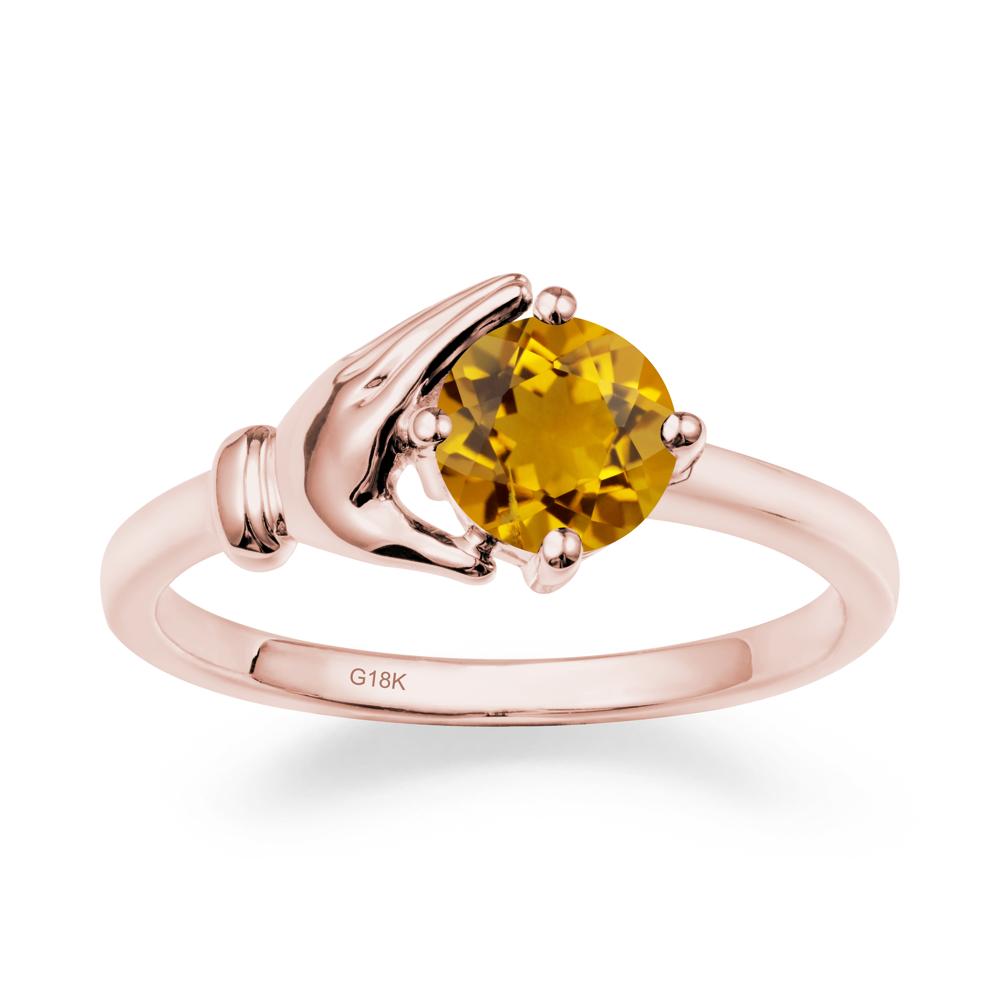 Citrine Cupping Hand Ring In 14K Gold - LUO Jewelry #metal_18k rose gold
