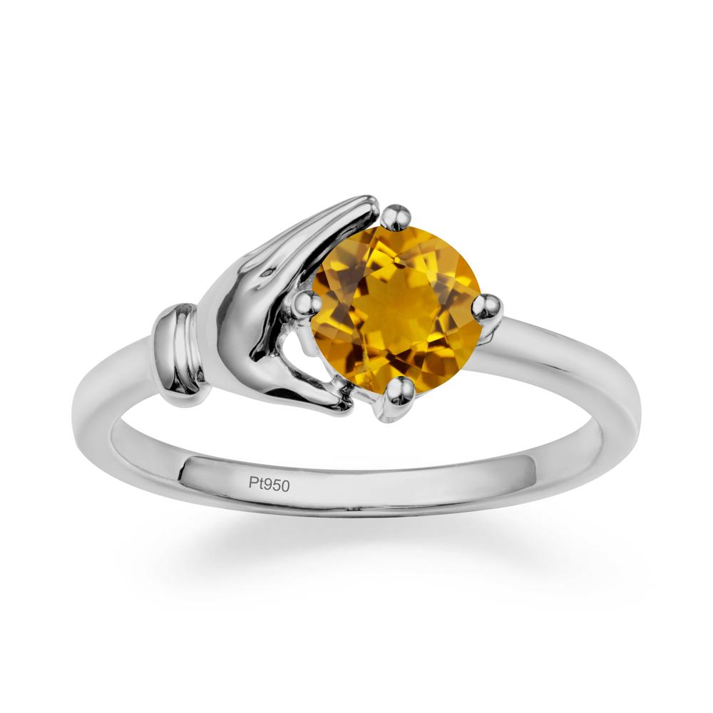 Citrine Cupping Hand Ring In 14K Gold - LUO Jewelry #metal_platinum