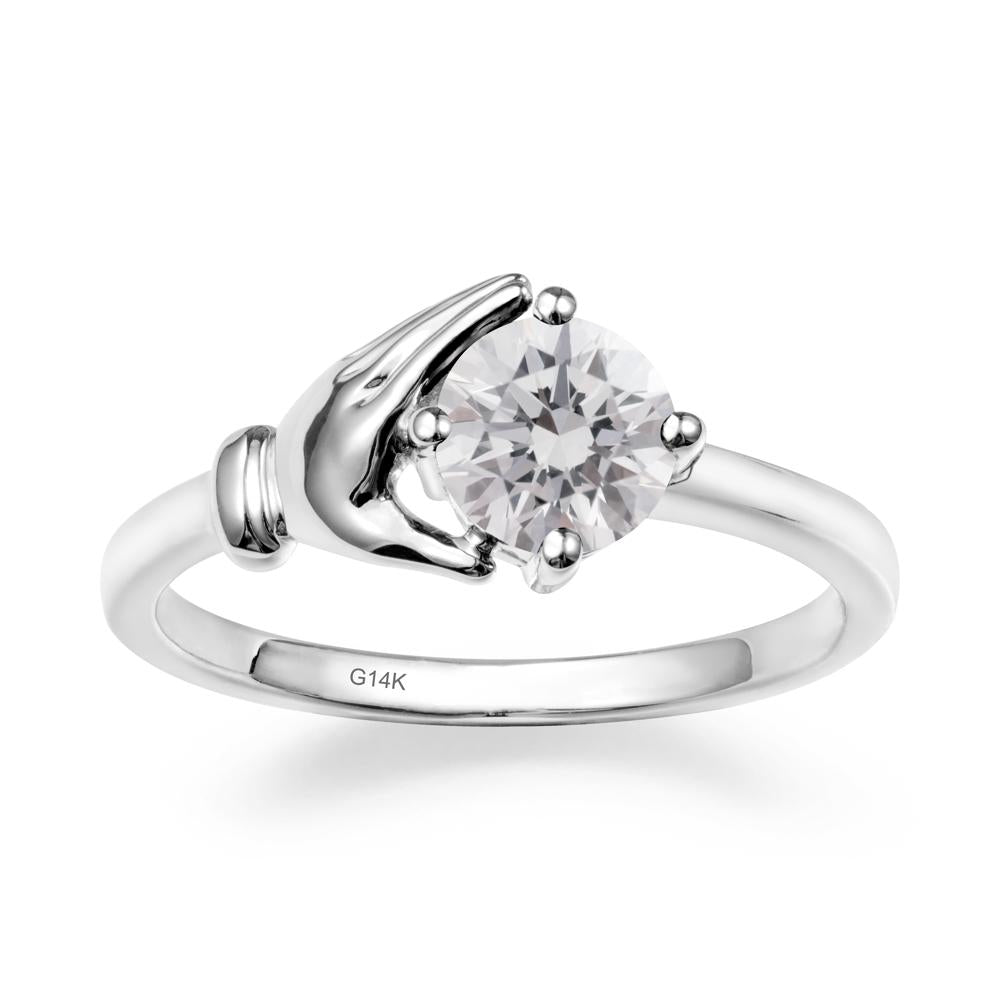 Diamond Hand Shaped Ring - LUO Jewelry #metal_14k white gold