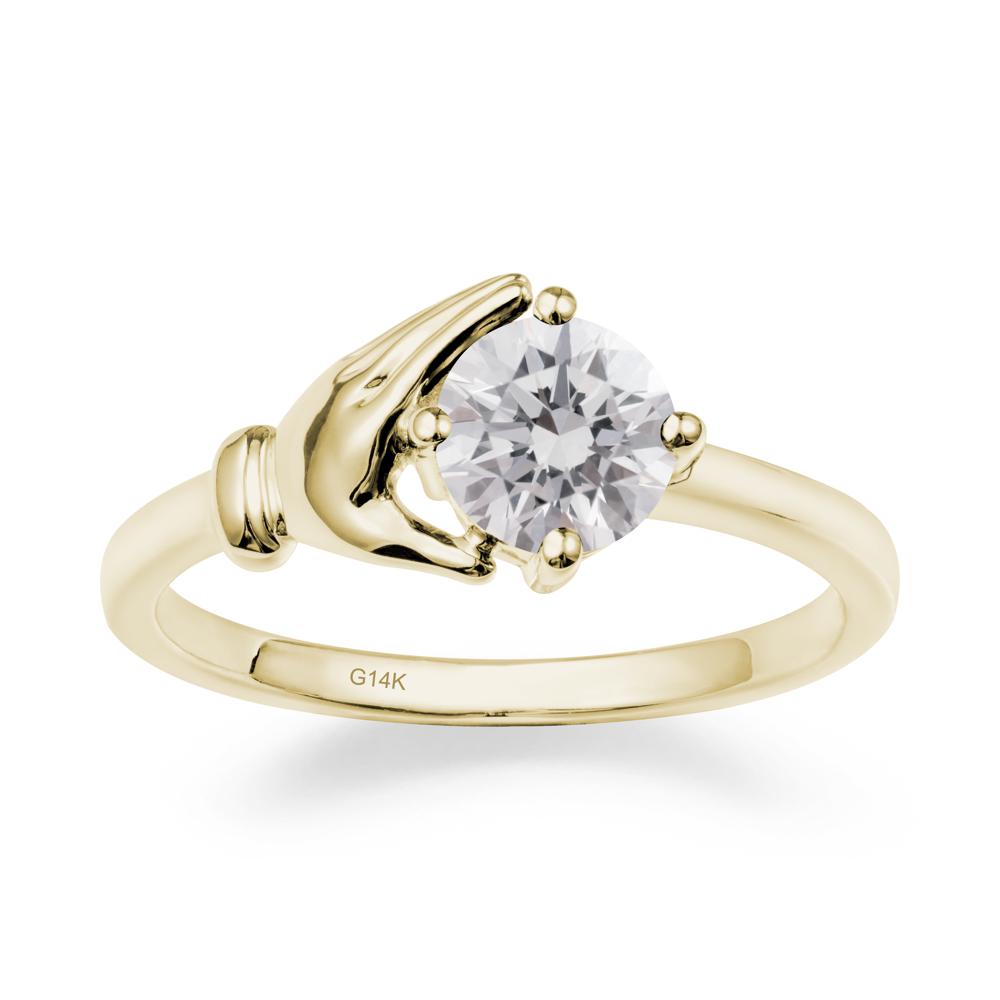 Diamond Hand Shaped Ring - LUO Jewelry #metal_14k yellow gold