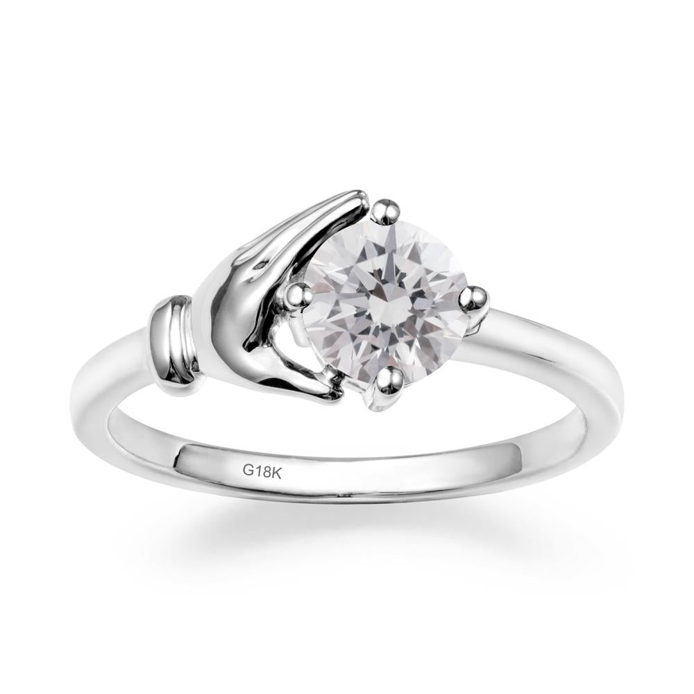 Diamond Hand Shaped Ring - LUO Jewelry #metal_18k white gold