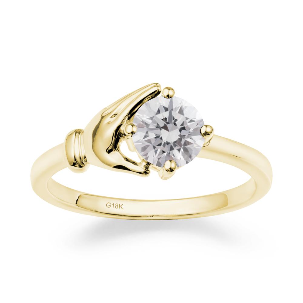 Diamond Hand Shaped Ring - LUO Jewelry #metal_18k yellow gold