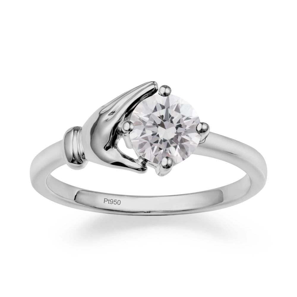 Diamond Hand Shaped Ring - LUO Jewelry #metal_platinum