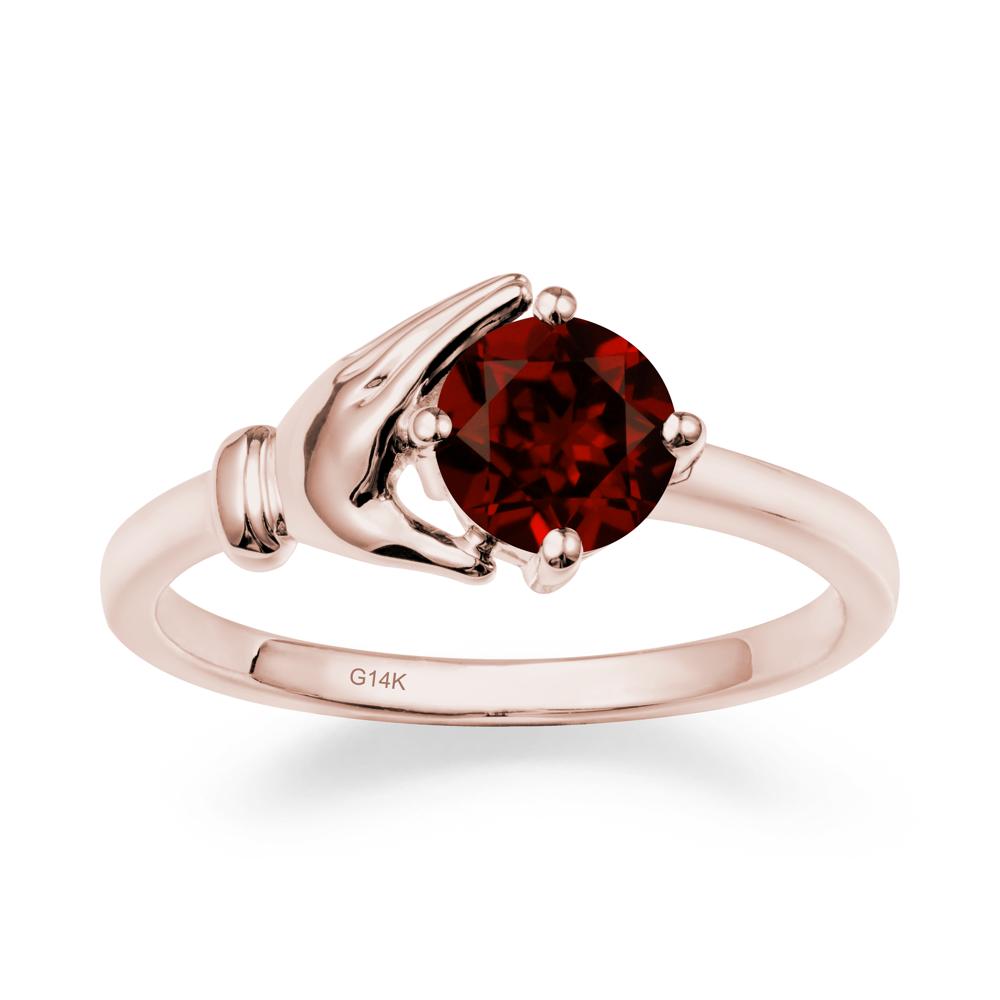 Garnet Hand Shaped Ring - LUO Jewelry #metal_14k rose gold