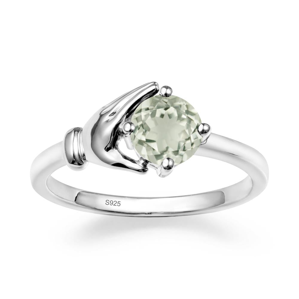 Green Amethyst Cupping Hand Ring In 14K Gold - LUO Jewelry #metal_sterling silver