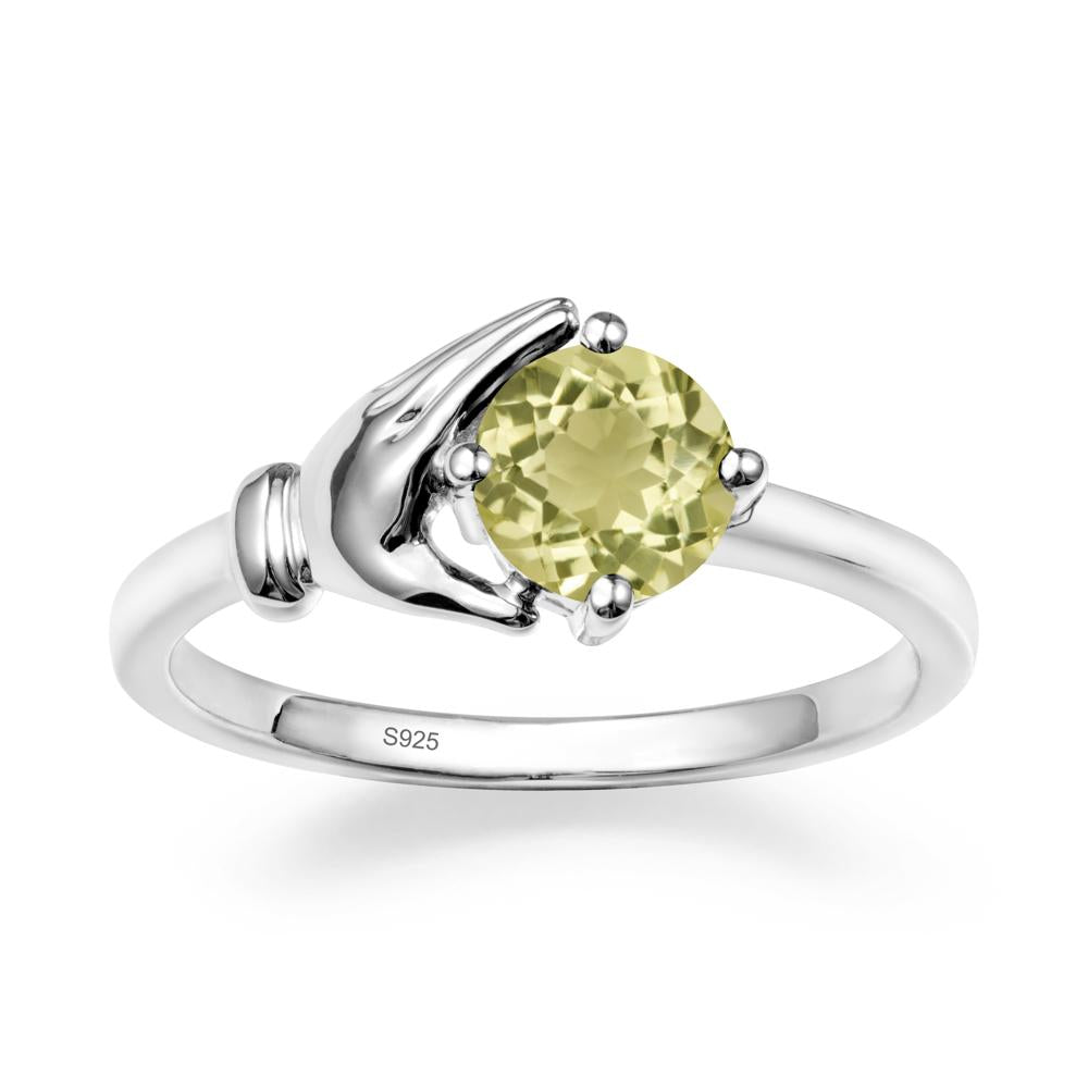 Lemon Quartz Hand Shaped Ring - LUO Jewelry #metal_sterling silver
