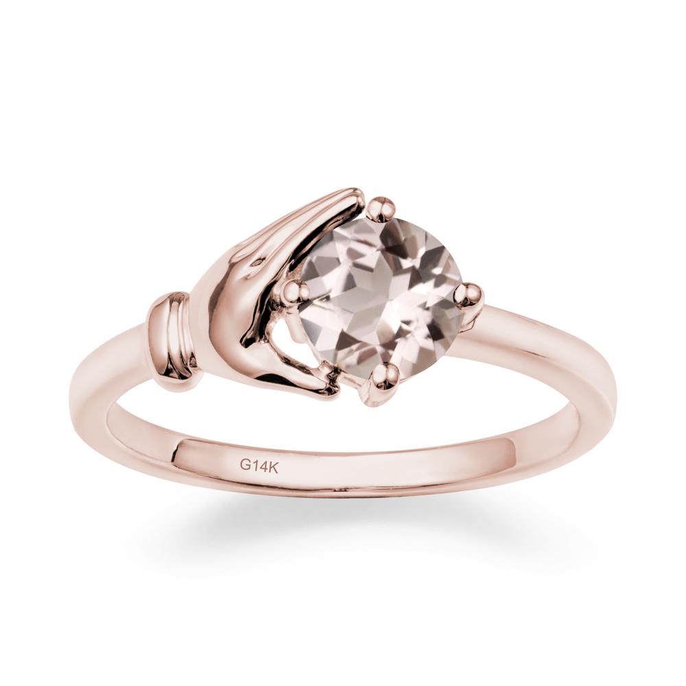 Morganite Cupping Hand Ring In 14K Gold - LUO Jewelry #metal_14k rose gold
