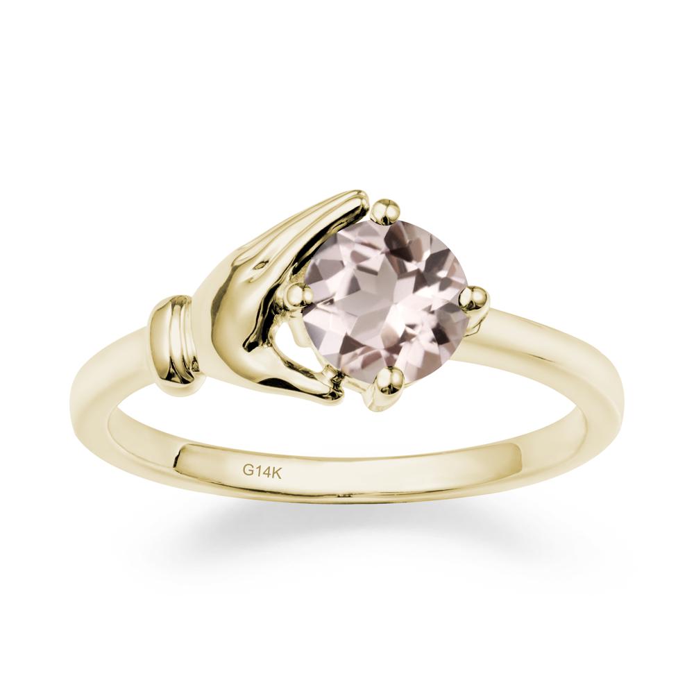 Morganite Cupping Hand Ring In 14K Gold - LUO Jewelry #metal_14k yellow gold