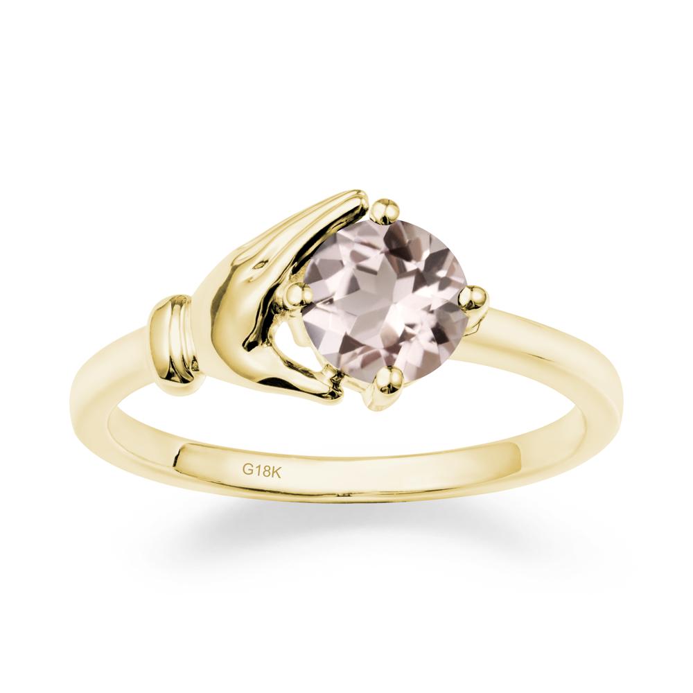 Morganite Cupping Hand Ring In 14K Gold - LUO Jewelry #metal_18k yellow gold