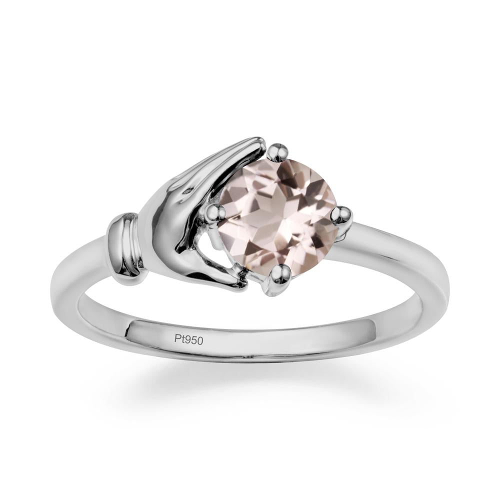 Morganite Cupping Hand Ring In 14K Gold - LUO Jewelry #metal_platinum