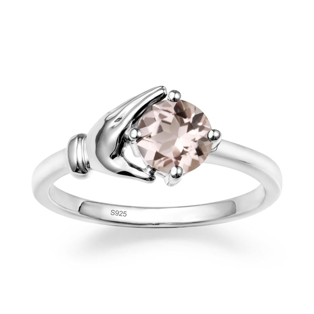 Morganite Cupping Hand Ring In 14K Gold - LUO Jewelry #metal_sterling silver