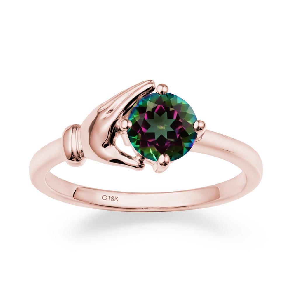 Cupping Hand Round Mystic Topaz Ring - LUO Jewelry #metal_18k rose gold