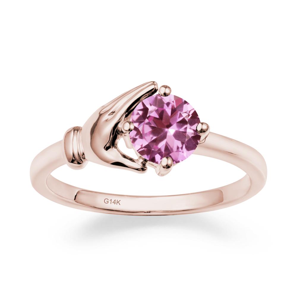 Pink Sapphire Hand Shaped Ring - LUO Jewelry #metal_14k rose gold