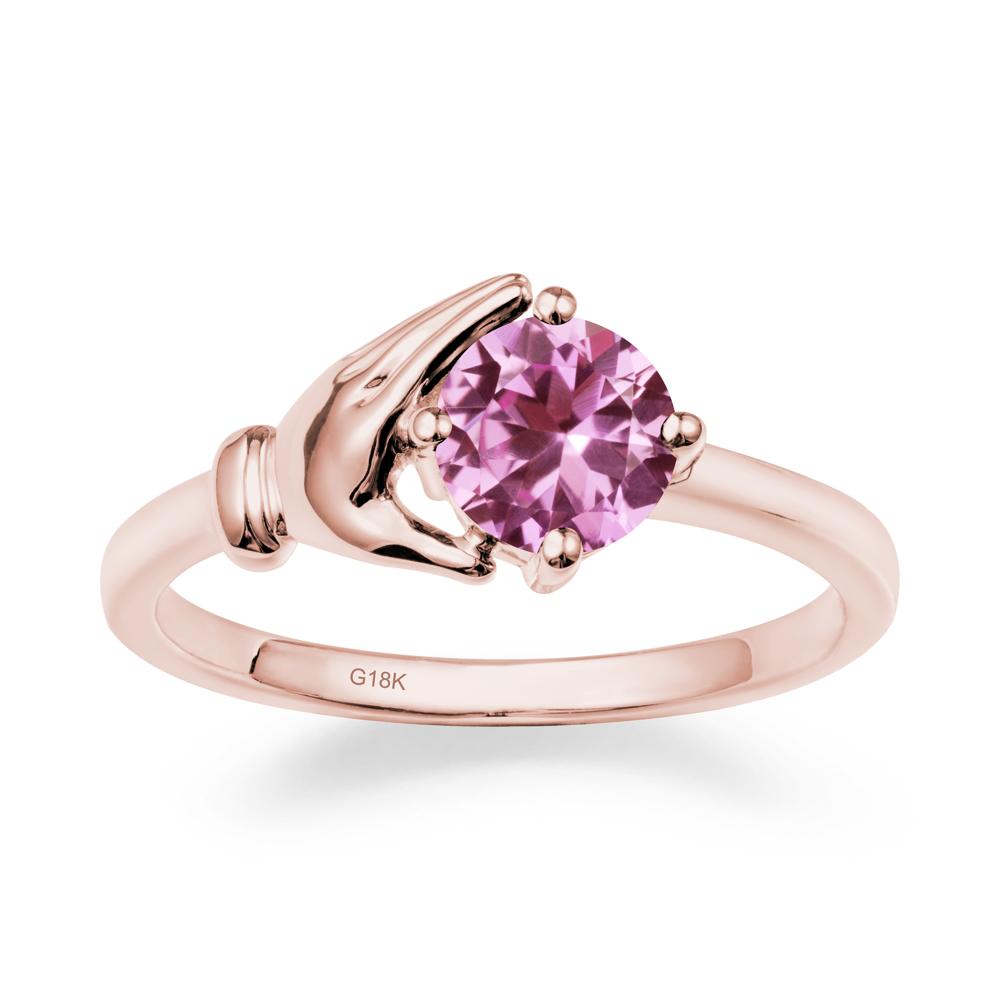 Pink Sapphire Hand Shaped Ring - LUO Jewelry #metal_18k rose gold