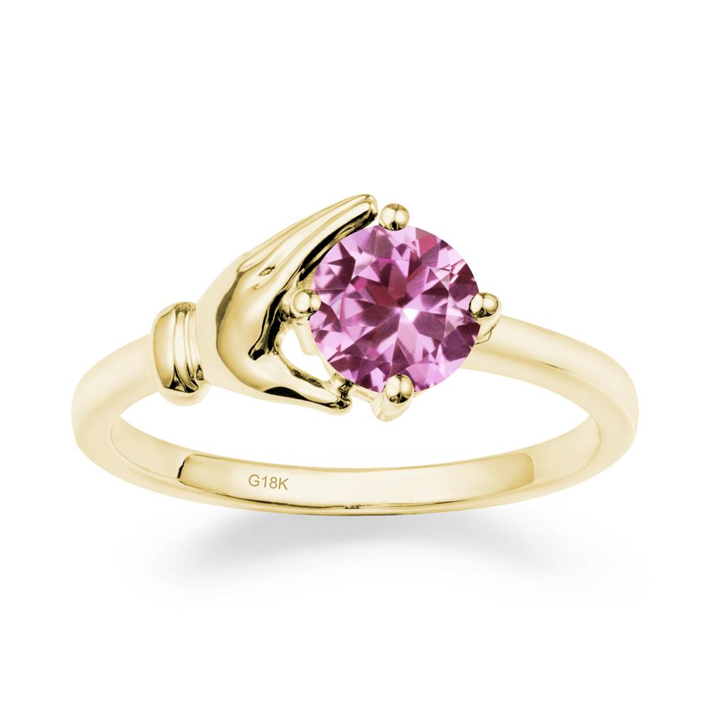 Pink Sapphire Hand Shaped Ring - LUO Jewelry #metal_18k yellow gold