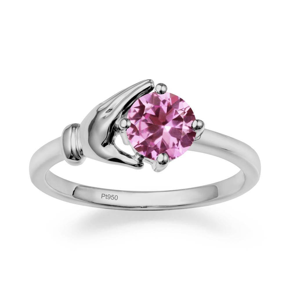 Pink Sapphire Hand Shaped Ring - LUO Jewelry #metal_platinum