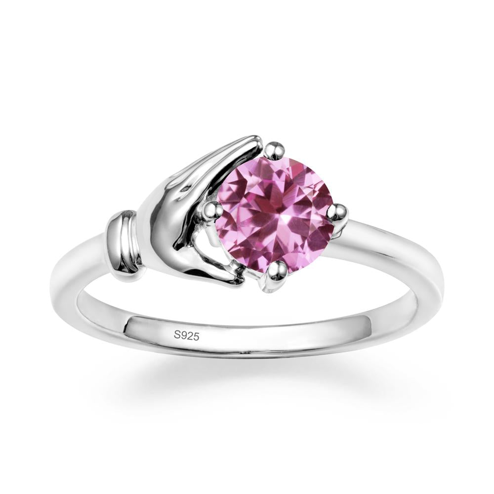 Pink Sapphire Hand Shaped Ring - LUO Jewelry #metal_sterling silver
