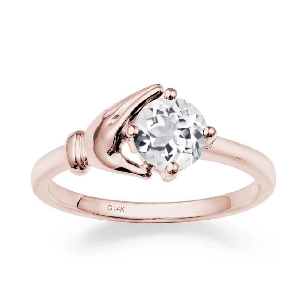 White Topaz Hand Shaped Ring - LUO Jewelry #metal_14k rose gold