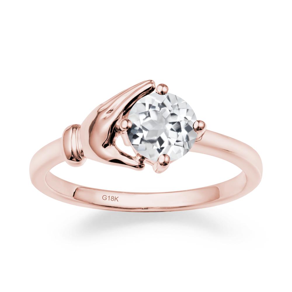 White Topaz Hand Shaped Ring - LUO Jewelry #metal_18k rose gold