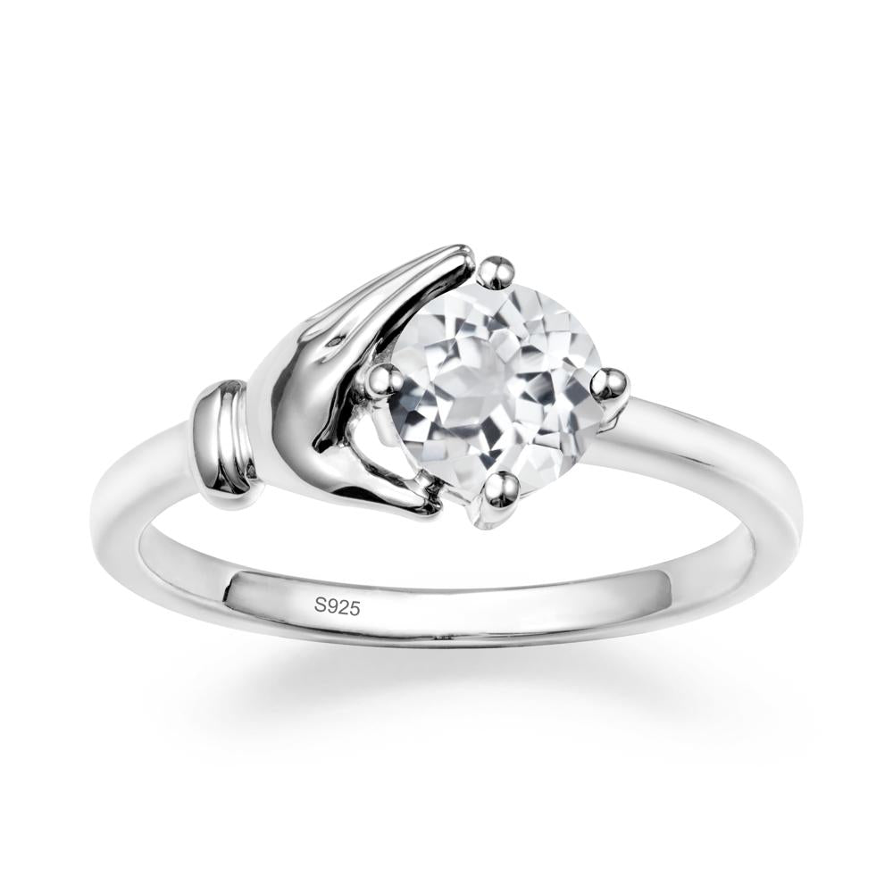 White Topaz Hand Shaped Ring - LUO Jewelry #metal_sterling silver