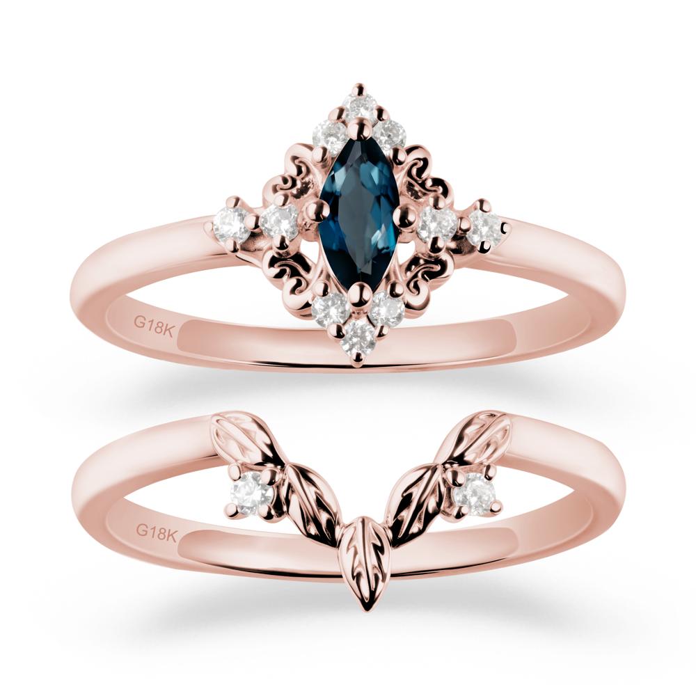 Nature Leaf London Blue Topaz Ring Sets - LUO Jewelry #metal_18k rose gold