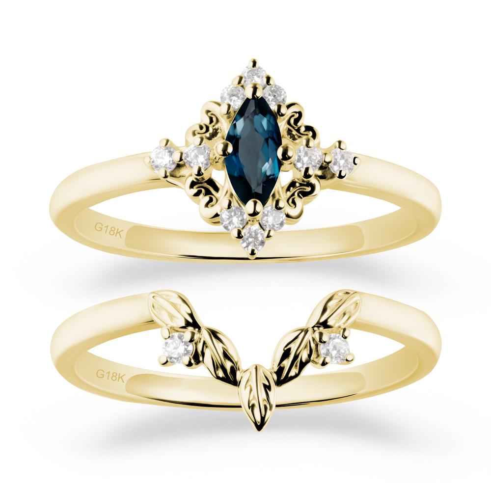 Nature Leaf London Blue Topaz Ring Sets - LUO Jewelry #metal_18k yellow gold