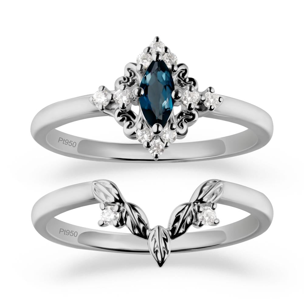 Nature Leaf London Blue Topaz Ring Sets - LUO Jewelry #metal_platinum