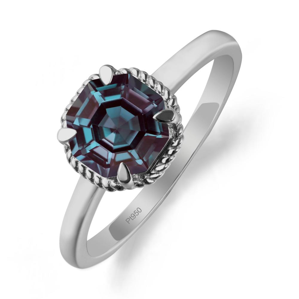 Minimalist Octagon Alexandrite Ring - LUO Jewelry #metal_platinum