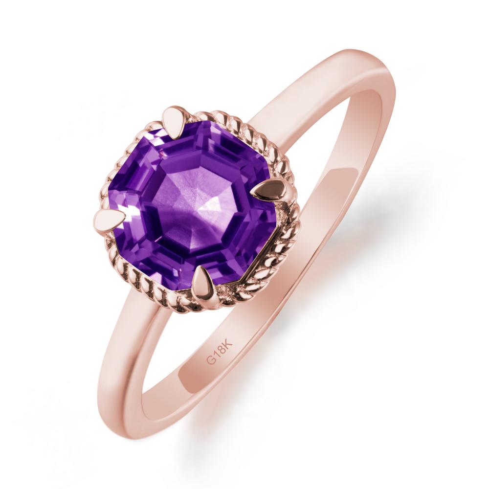 Simple Solitaire Octagon Amethyst Ring - LUO Jewelry #metal_18k rose gold