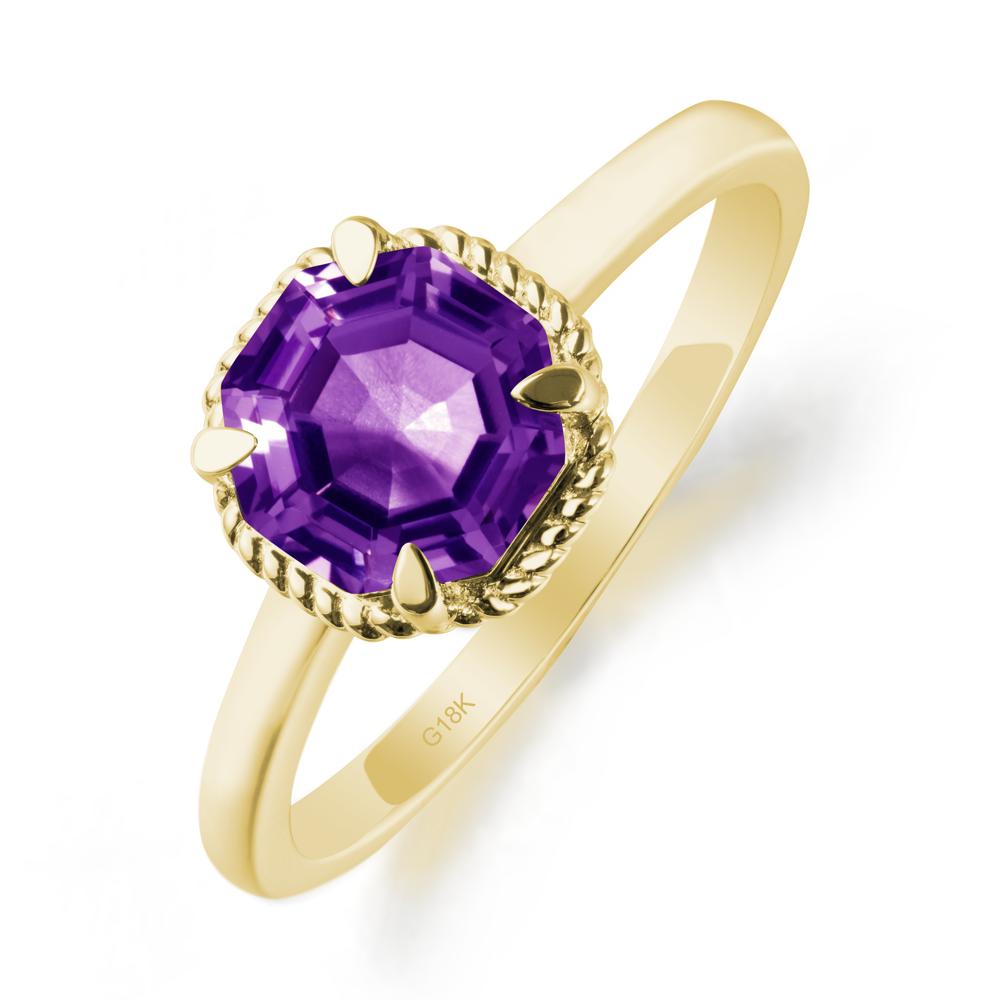 Simple Solitaire Octagon Amethyst Ring - LUO Jewelry #metal_18k yellow gold