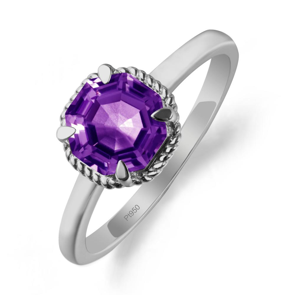 Simple Solitaire Octagon Amethyst Ring - LUO Jewelry #metal_platinum