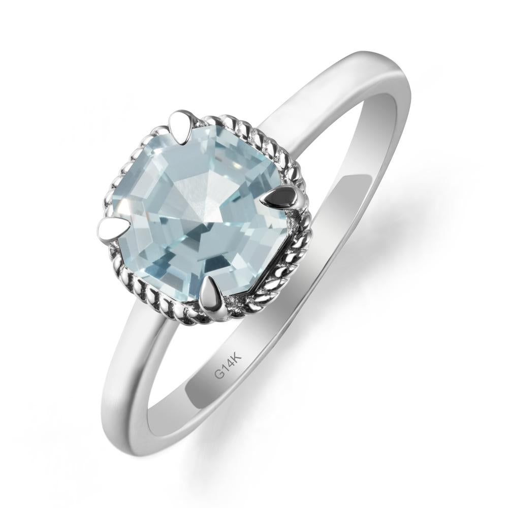 Minimalist Octagon Aquamarine Ring - LUO Jewelry #metal_14k white gold