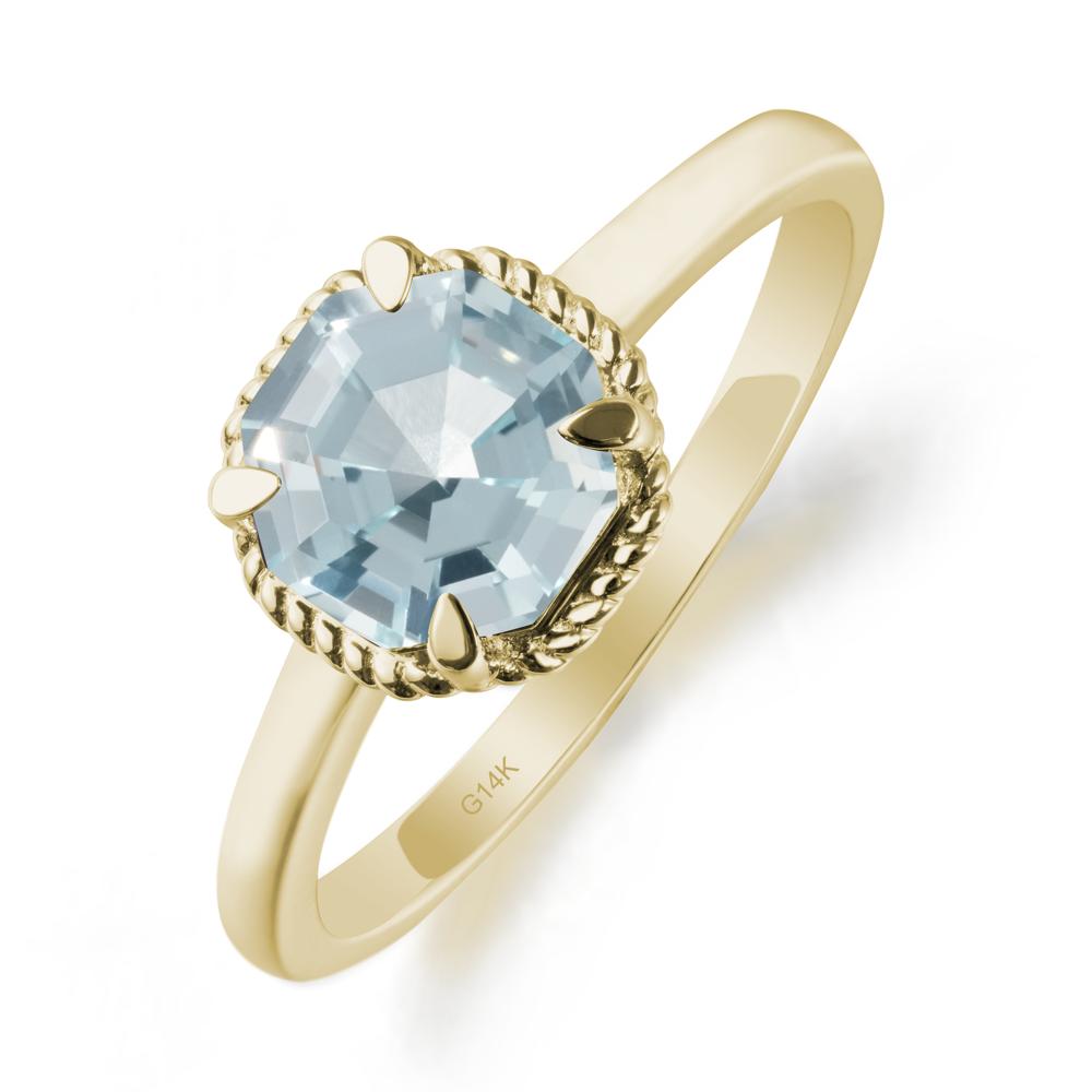 Minimalist Octagon Aquamarine Ring - LUO Jewelry #metal_14k yellow gold