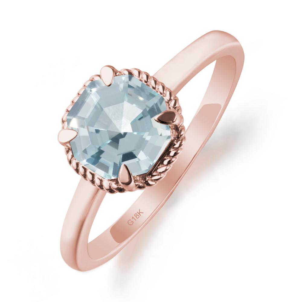Minimalist Octagon Aquamarine Ring - LUO Jewelry #metal_18k rose gold